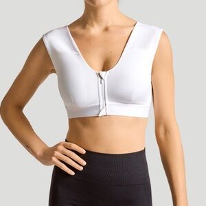 NWOT Tommy Copper L Zip Up Shoulder 0206 Support Sport Bra White large women